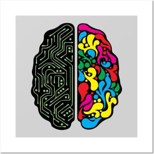 Colorful Cyborg Brain Posters and Art